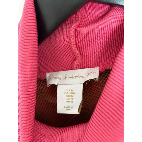 House of Harlow Pink Swirl Pattern Turtleneck Long Dress Retro Abstract Print M - Picture 4 of 5